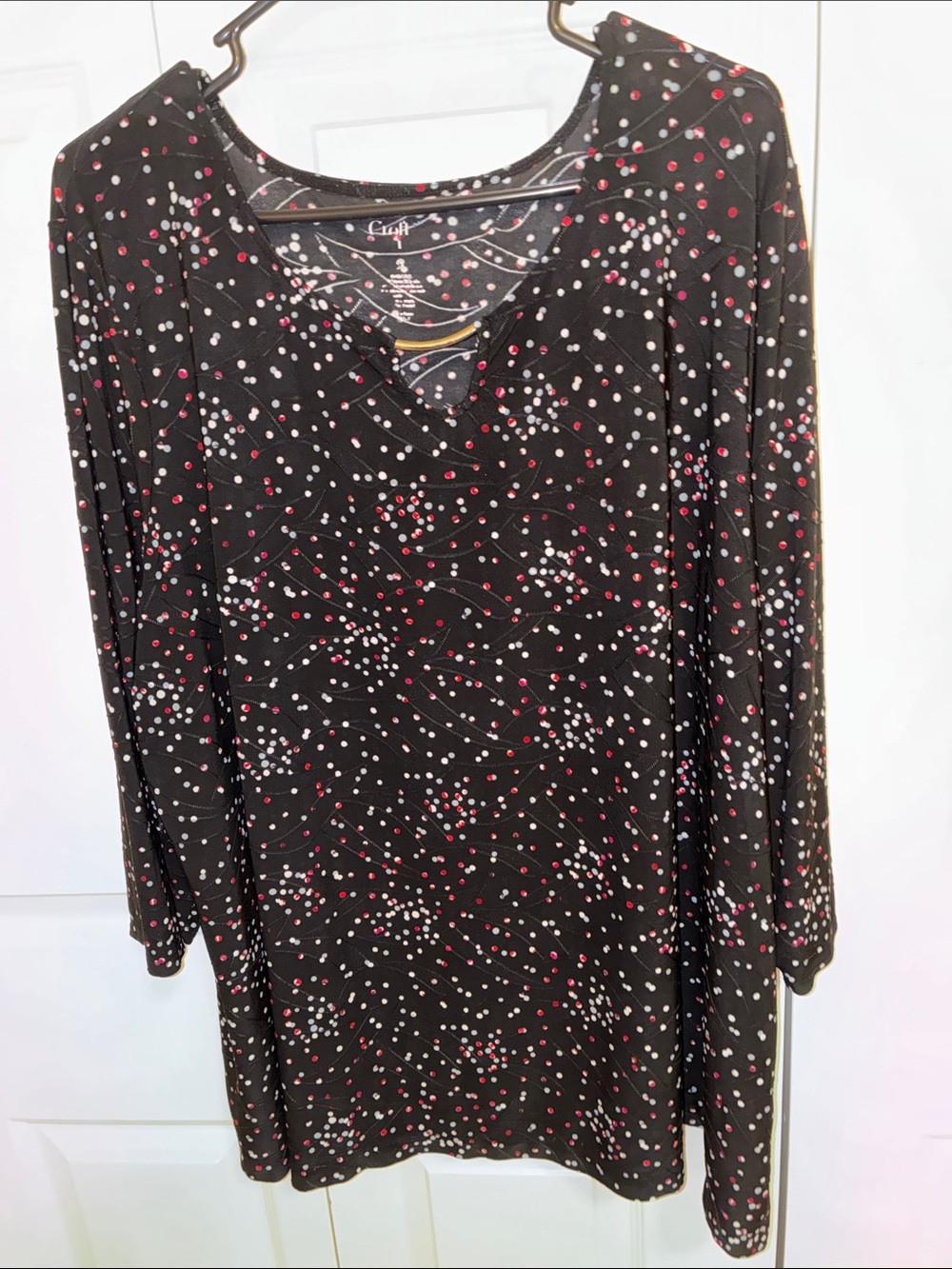 croft & barrow Black Dot & Confetti-Print 3/4 Sleeve Tunic